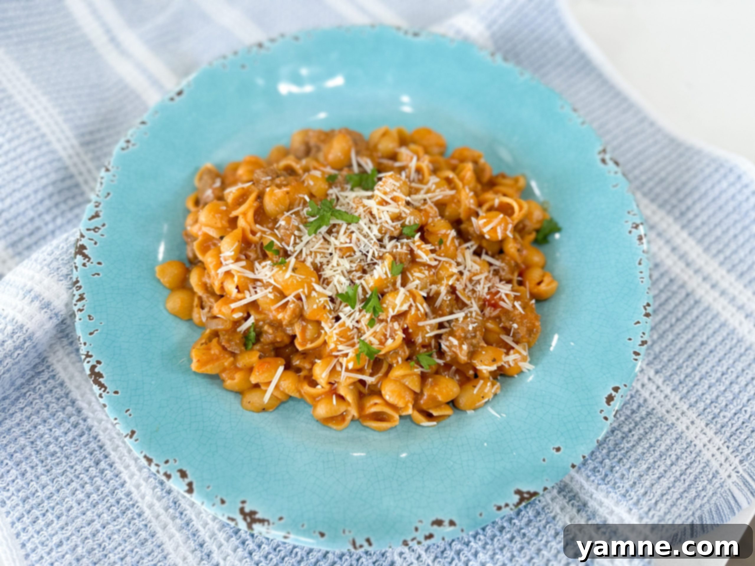 Hearty Sausage & Shells Bake 1 featured 16128