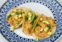 Creamy Slow Cooker Queso Chicken Tacos