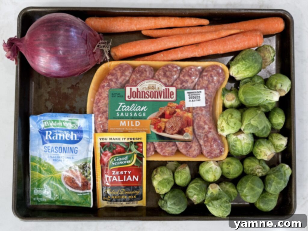 One-Pan Sweet Italian Sausage and Veggies 2 Fresh ingredients for sheet pan Italian sausage and veggies