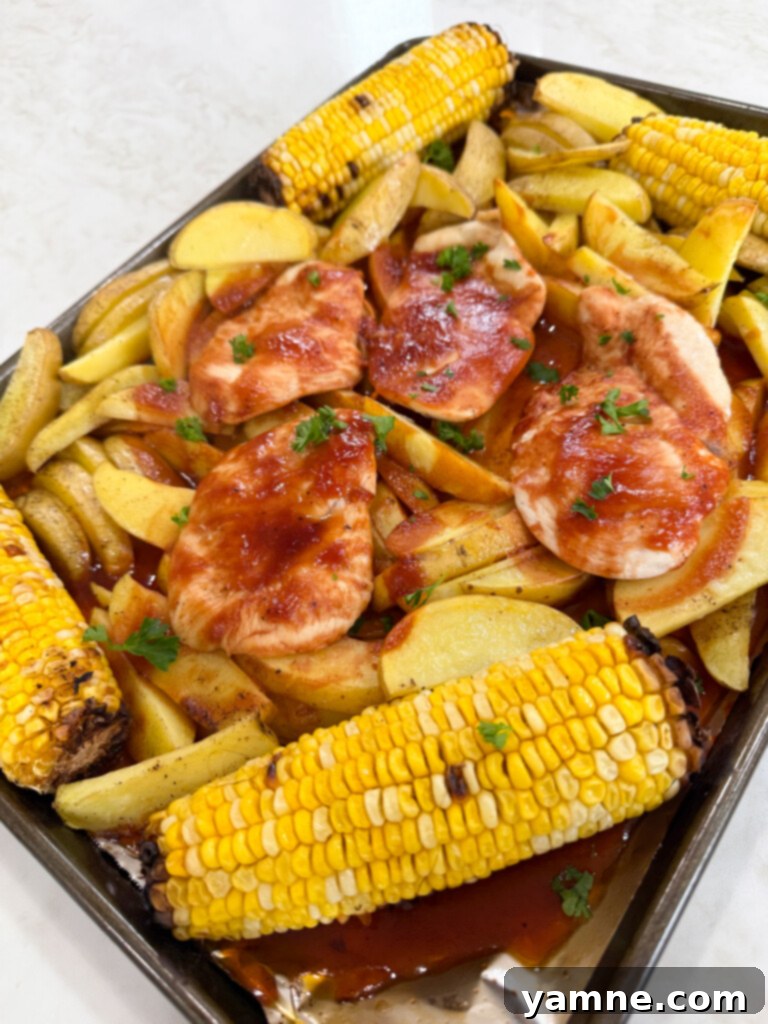 Baked sheet pan BBQ chicken