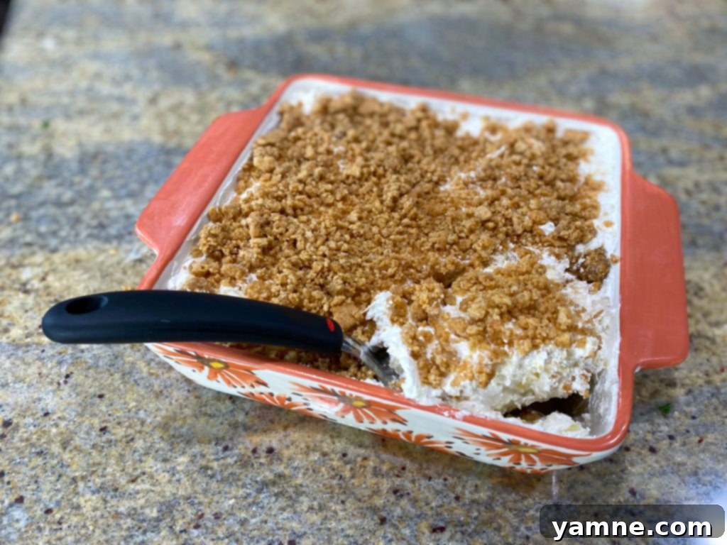 Refreshing No-Bake Pineapple Layered Dessert, a bright summer treat by Julia Pacheco