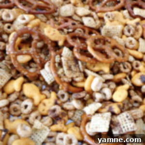 Crispy Snack Ranch Party Mix ready to be served