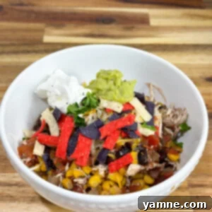 easy slow cooker chicken burrito bowl