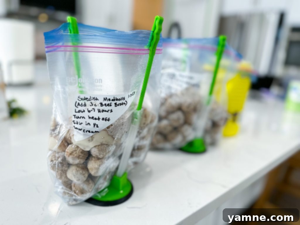 Classic Slow Cooker Swedish Meatballs served over egg noodles