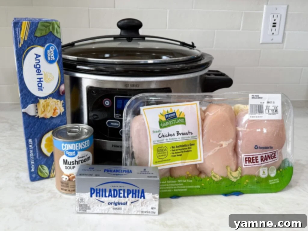 Creamy chicken pasta ingredients