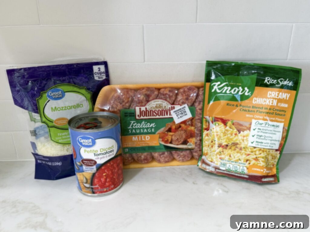 Italian Sausage and Rice dinner Ingredients