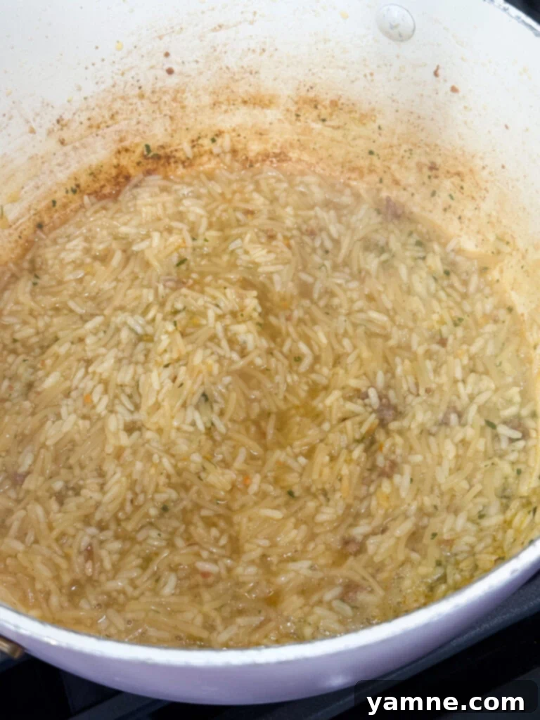 Cook rice for sausage dinner