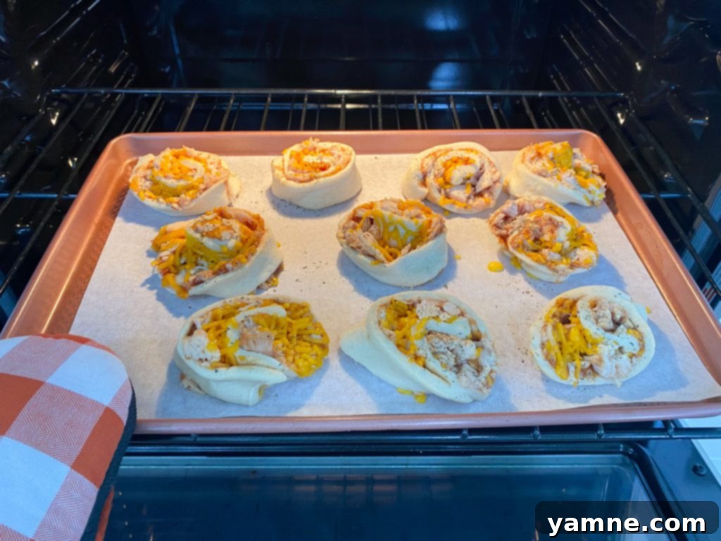 Close-up of BBQ Chicken Roll Ups before baking