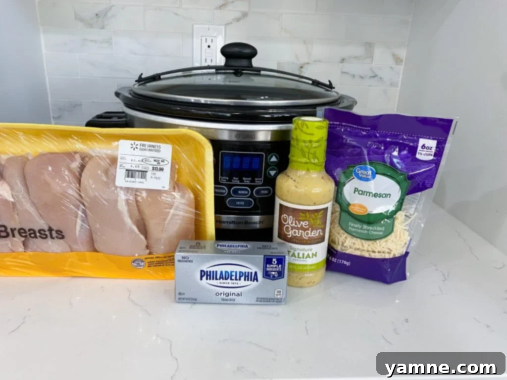 Creamy Slow Cooker Olive Garden Chicken Pasta ready to be served