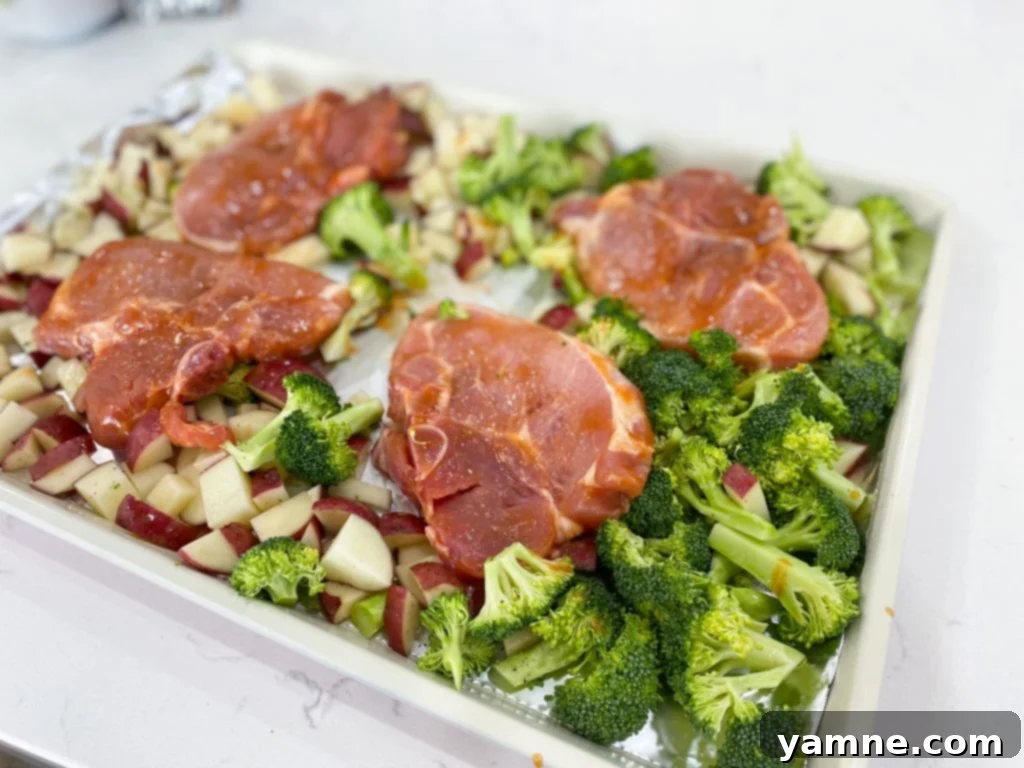 Pork Chop Sheet Pan Dinner ingredients