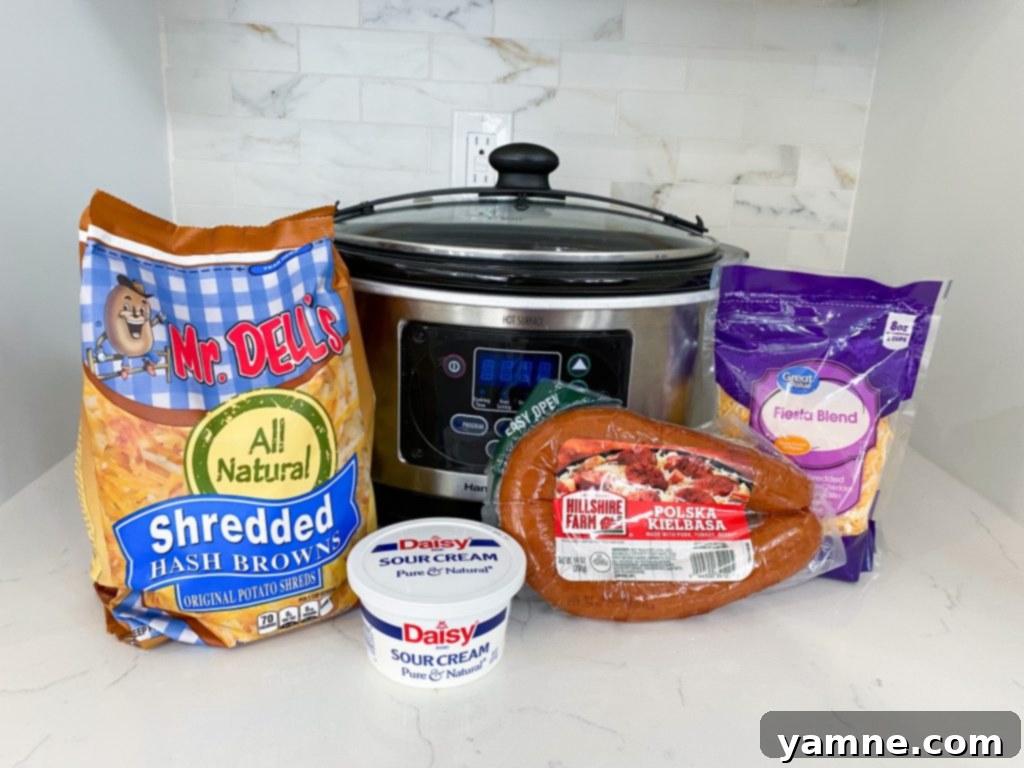 Easy Crockpot Hash Brown Casserole 2 A delicious Slow Cooker Hash Brown Casserole in a bowl, ready to serve for breakfast.