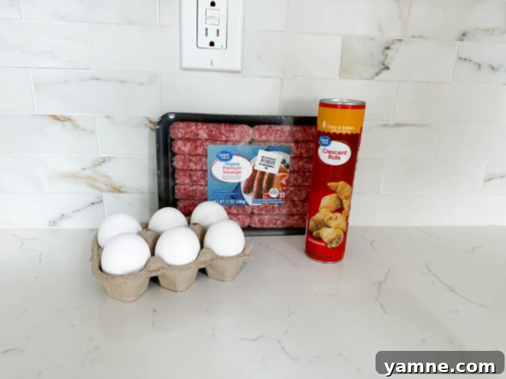 Sausage Crescent Breakfast Bake 5 Sliced Crescent Roll Sausage Egg Casserole on a Plate