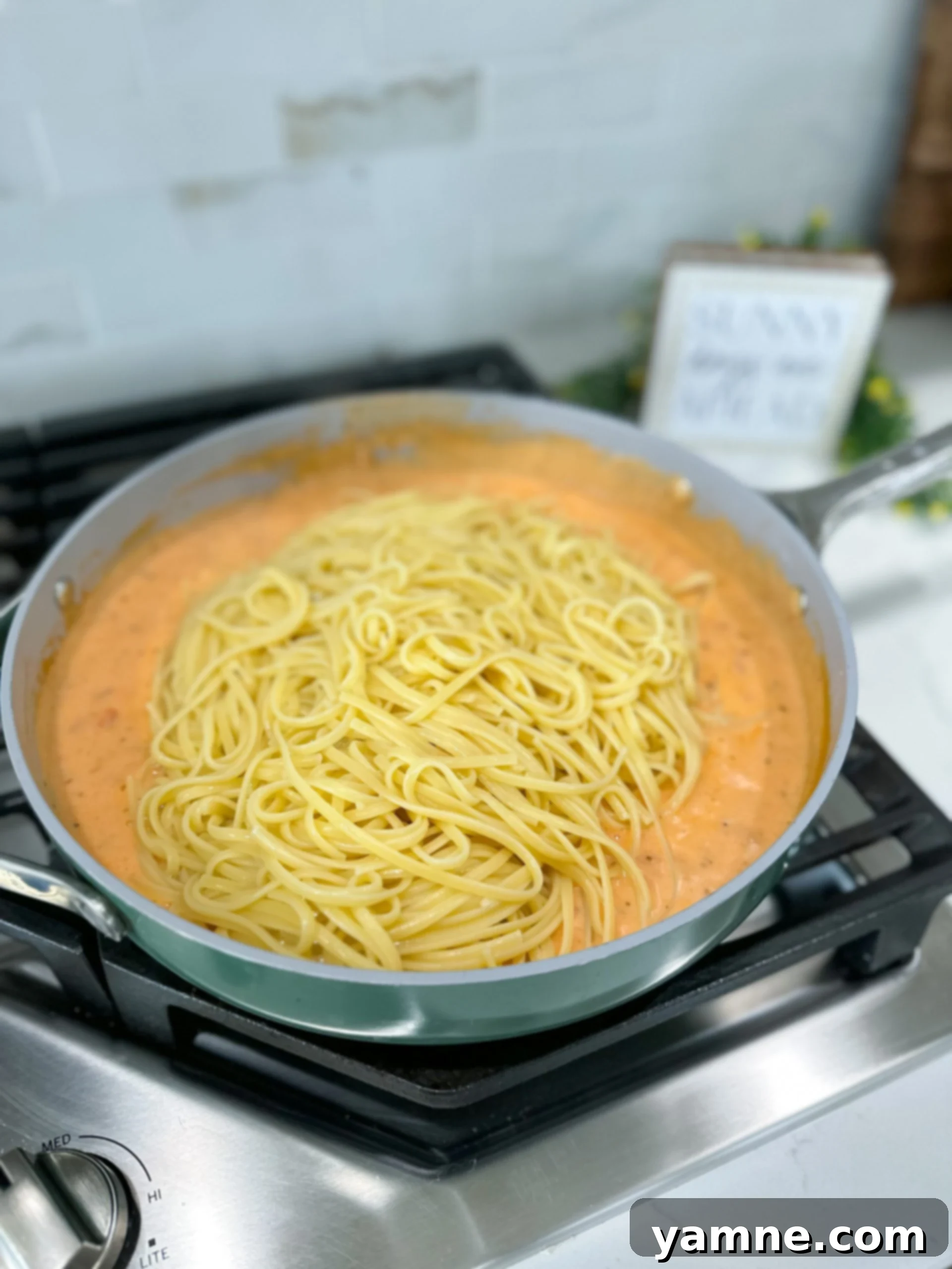 Smoky Bacon Tomato Cream Pasta 7 Fettuccine noodles tossed in creamy bacon sauce
