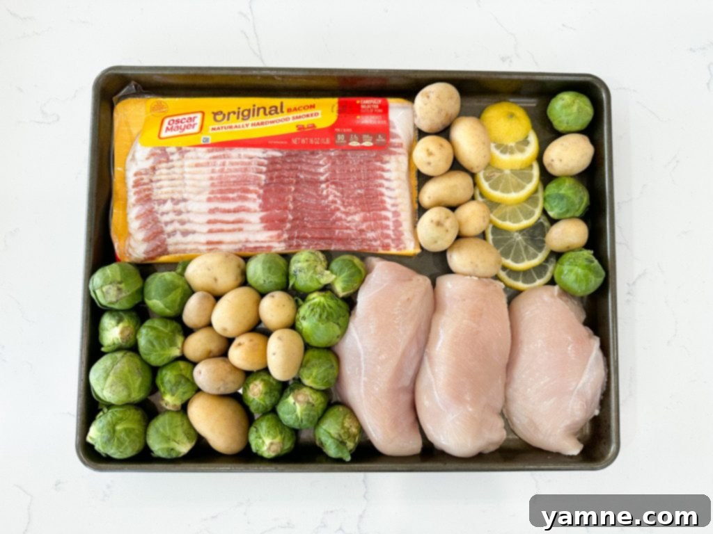 Sheet Pan Balsamic Chicken with Bacon, Potatoes, and Brussels Sprouts