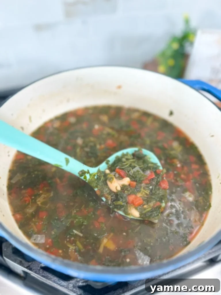 Preparing White Bean and Spinach Soup