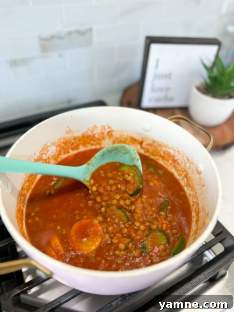 Lentil Pasta Primavera 4 Cooking Lentil Spaghetti