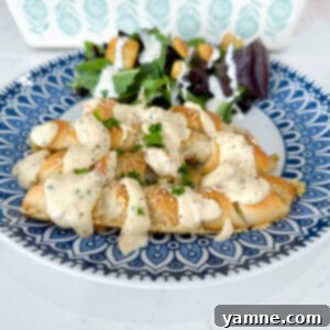 Chicken Wrapped in Crescent Rolls with Sun-Dried Tomato Cream Sauce