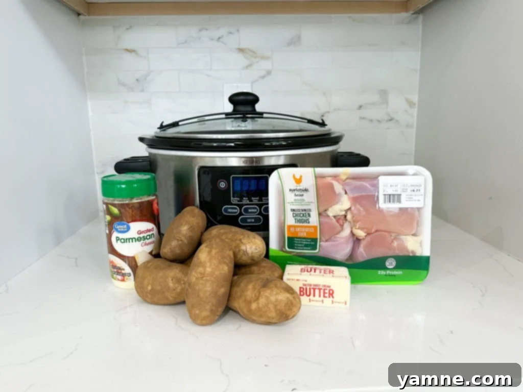 Golden Garlic Butter Chicken Thighs with Roasted Potatoes 2 Garlic Butter Chicken Thighs and Potatoes in a Slow Cooker