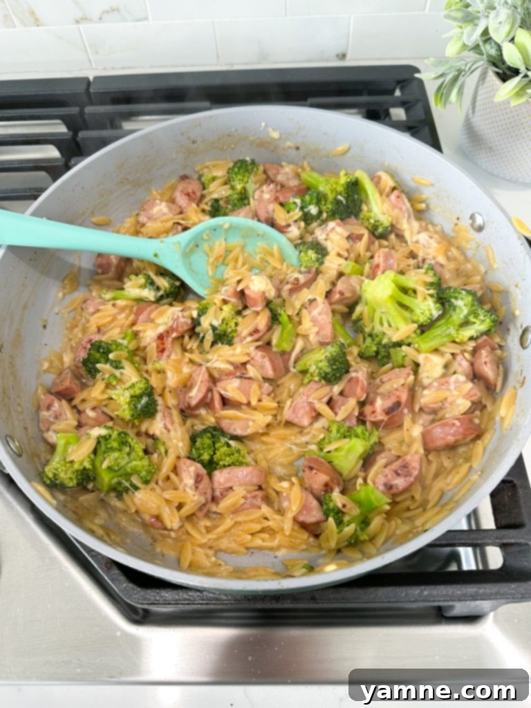 Fresh Ingredients for Chicken Sausage Orzo Skillet