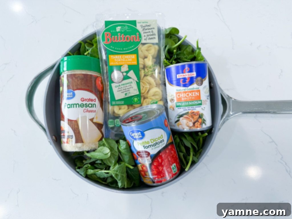 Skillet Tortellini with Spinach and Parmesan