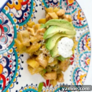 Green Chile Chicken and Potatoes served in a skillet