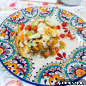 Doritos Taco Bake 12 Close-up of a freshly baked Dorito Taco Pie slice