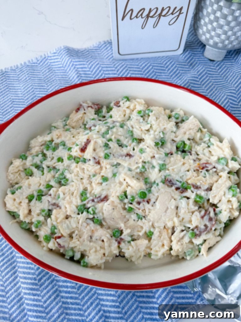 Casserole mixture being transferred to a greased baking dish.