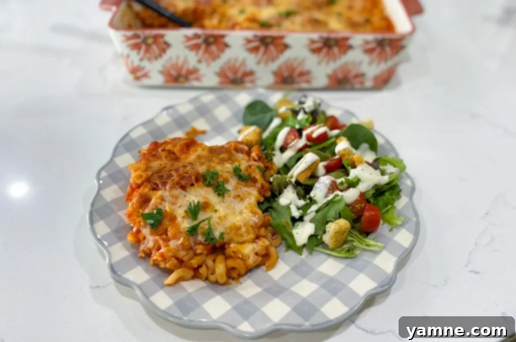 Pepperoni Pasta Bake, an easy dump and go casserole for pizza lovers