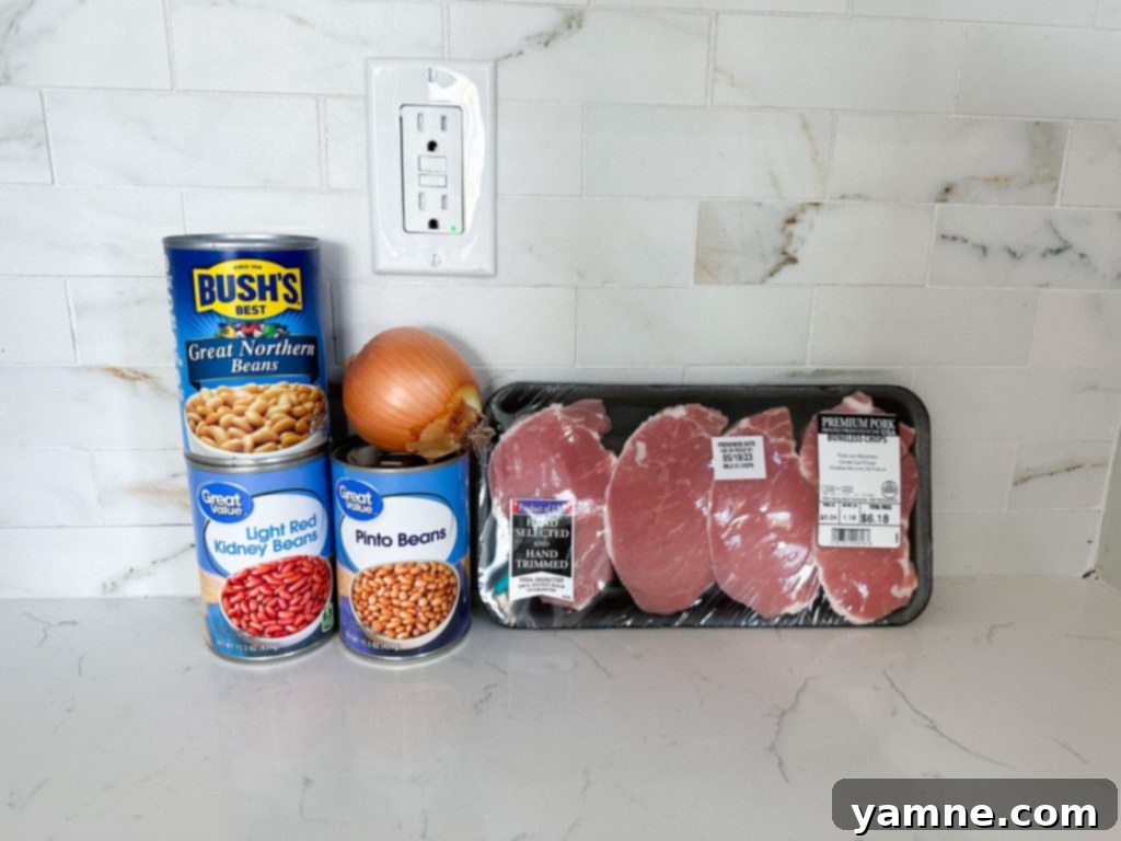 Seared pork chops and Instant Pot baked beans