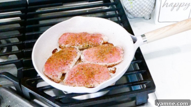 Finished pork chops and baked beans meal