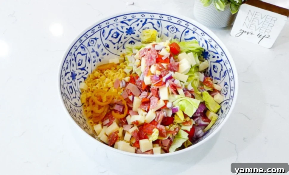 Adding Ingredients to Pasta Salad