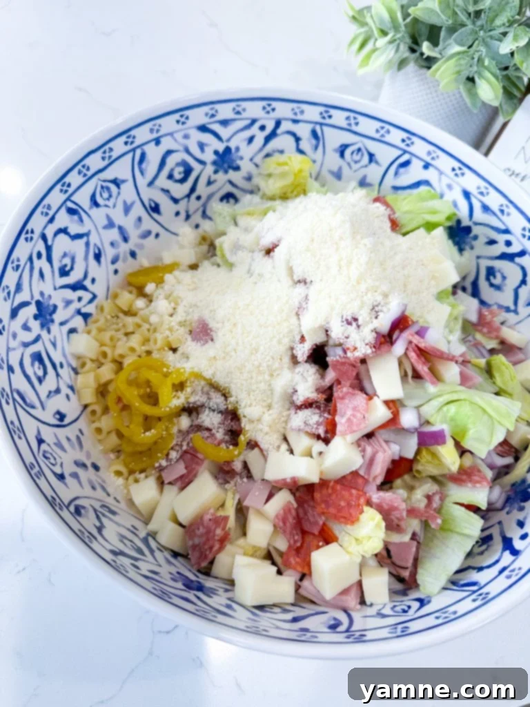 Mixing Pasta Salad with Dressing