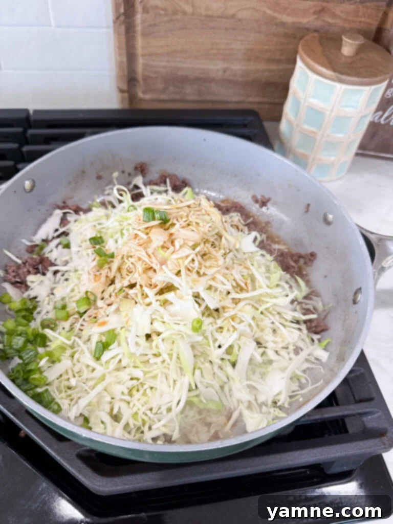 add shredded cabbage for egg roll