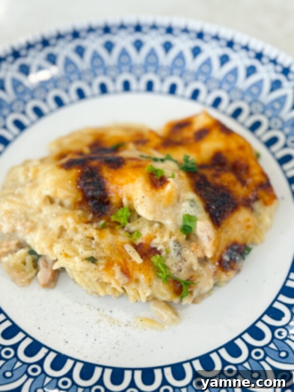 Spinach Chicken Orzo Casserole