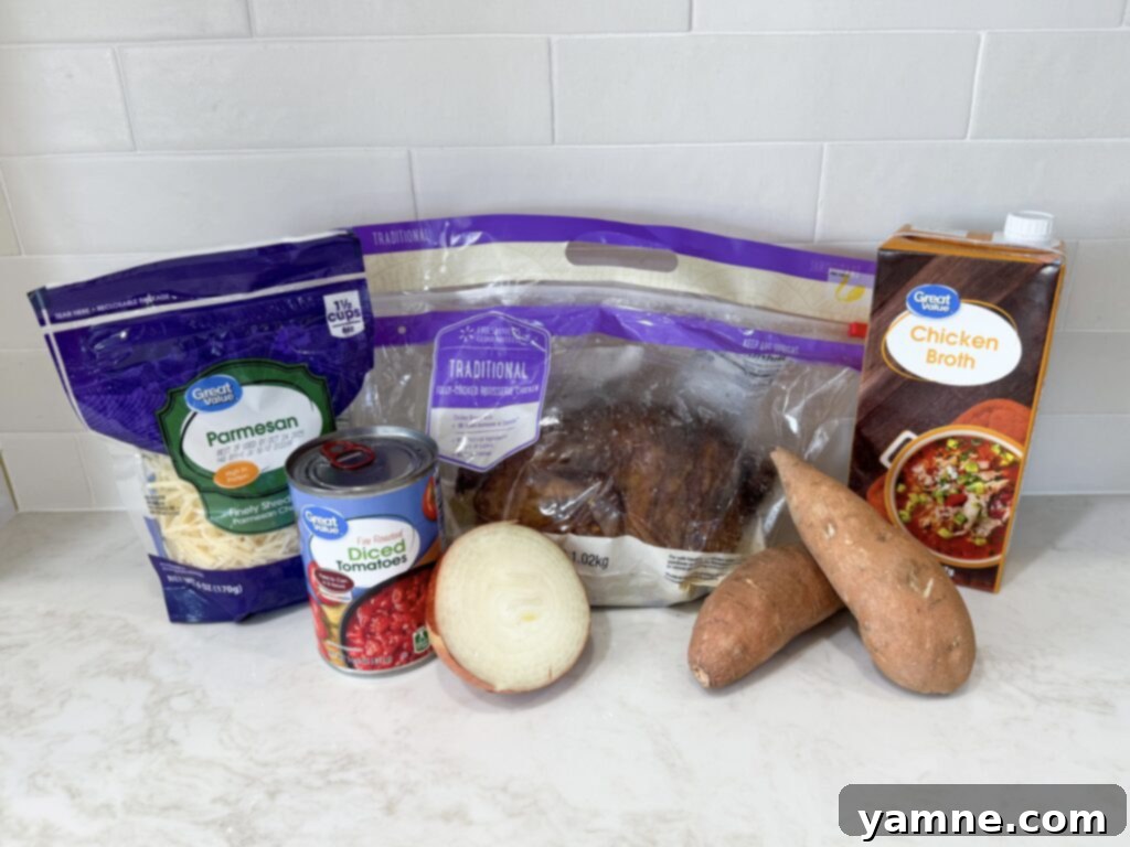 Ingredients for chicken and sweet potato dinner