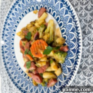 Stir Fry Sausage Potato Skillet, a one-pan meal with sausage, potatoes, and vegetables