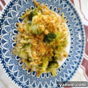 Creamy Broccoli Panko Orzo with a golden, crispy Parmesan panko topping