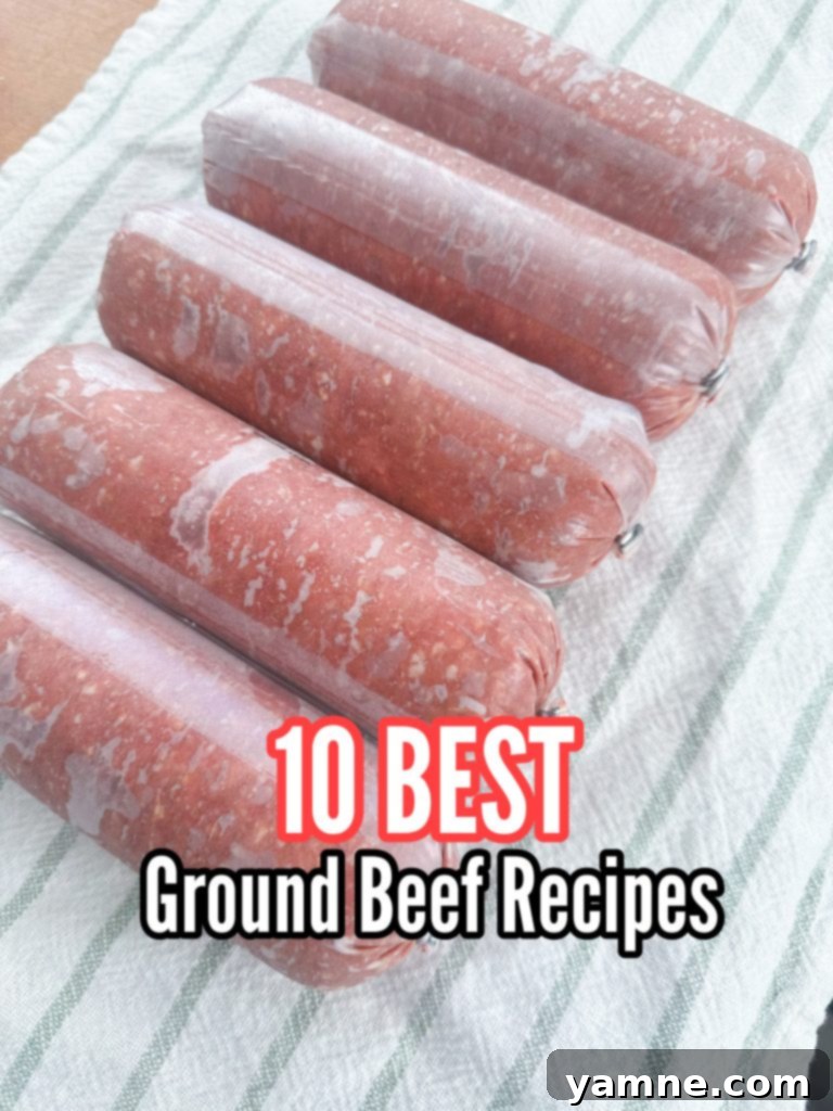 A collage of 10 best ground beef recipes, showcasing diverse and appetizing dishes for family dinners.