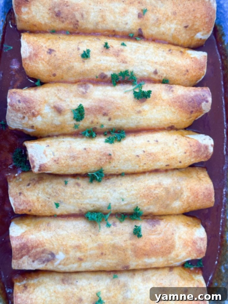 Rolling the enchiladas