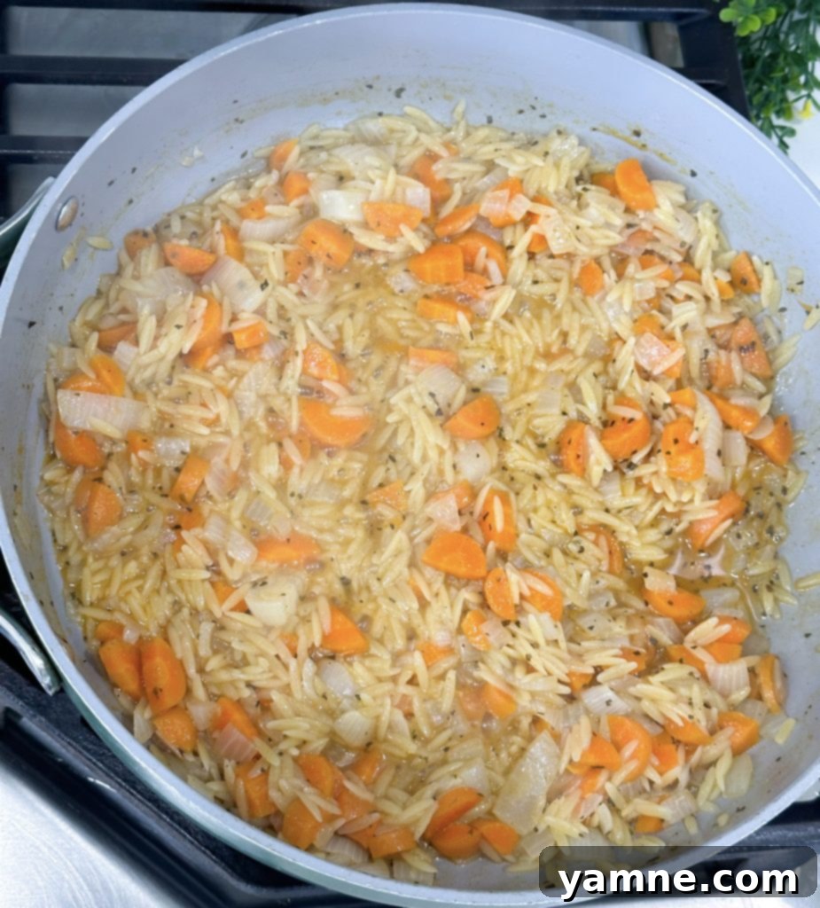 rotisserie chicken with orzo skillet