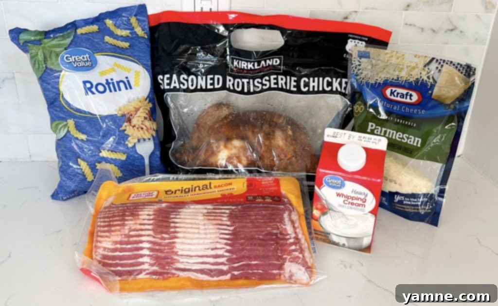 Creamy Alfredo with Rotisserie Chicken & Bacon 3 rotisserie chicken bacon alfredo