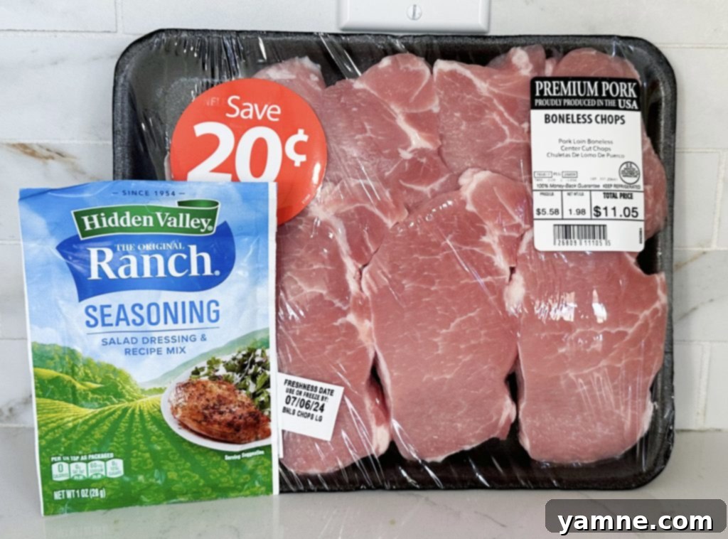 Seared ranch pork chops ingredients