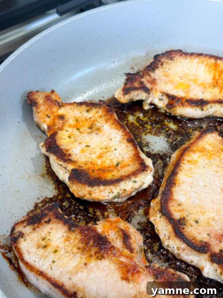 Perfectly seared ranch pork chops