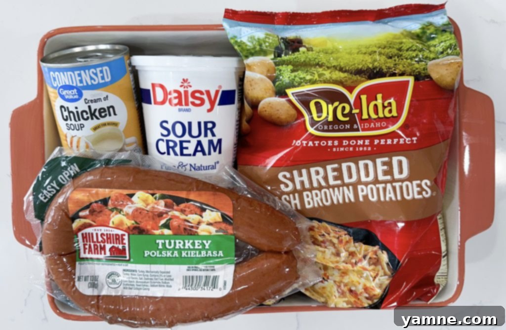 Effortless Sausage and Potato Bake 3 Dump and Go Sausage Hashbrown Casserole