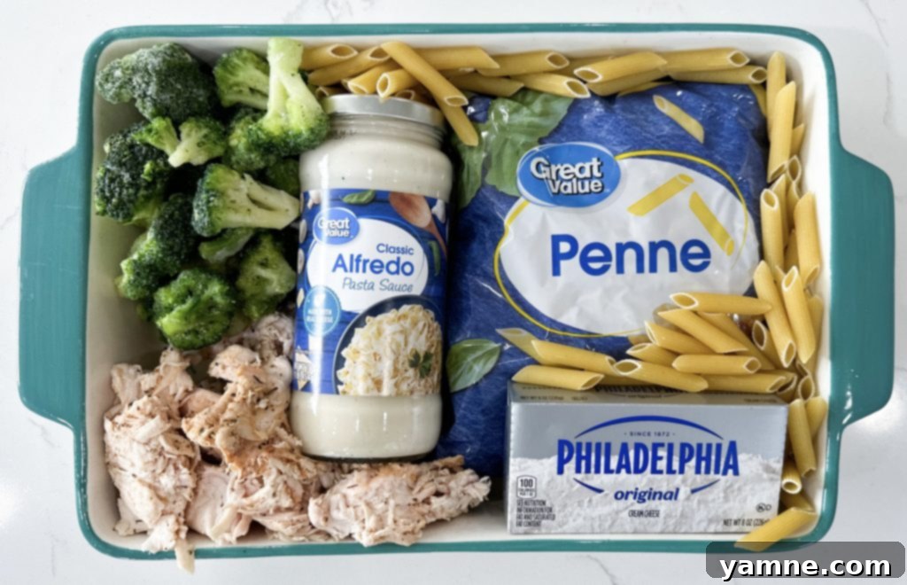 Dump and go garlic chicken pasta casserole