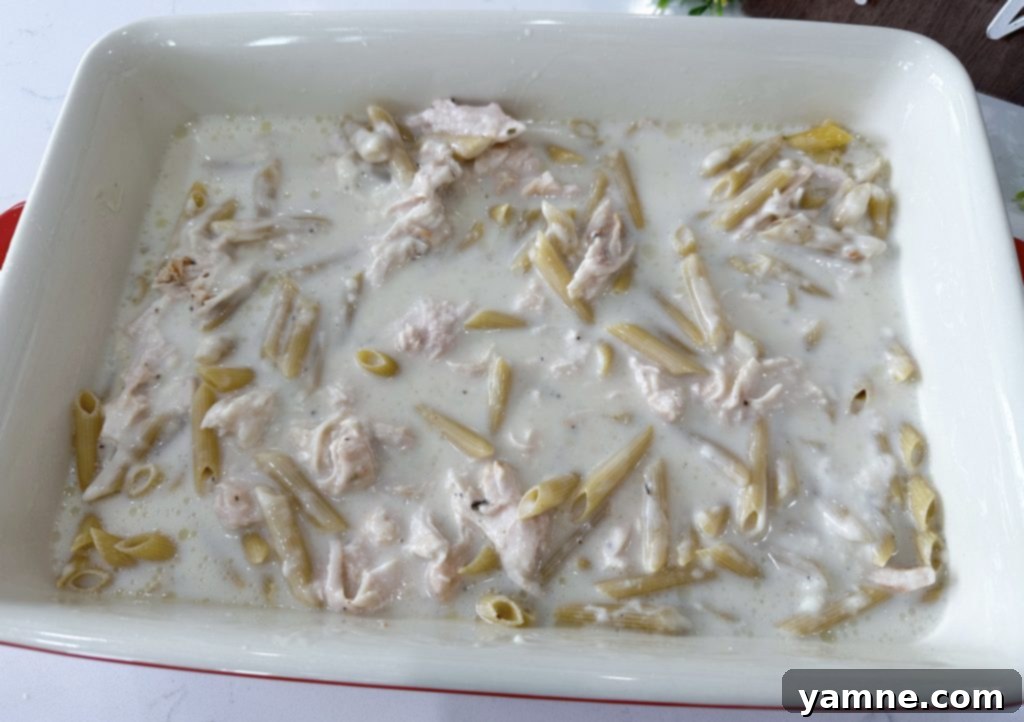 Dump and go garlic chicken pasta casserole