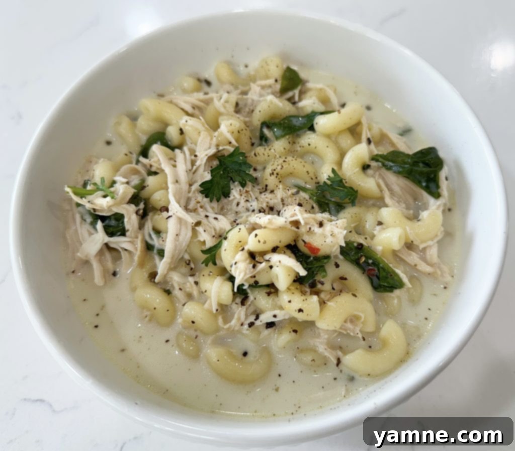 Serving Slow Cooker Italian Chicken Noodle Soup