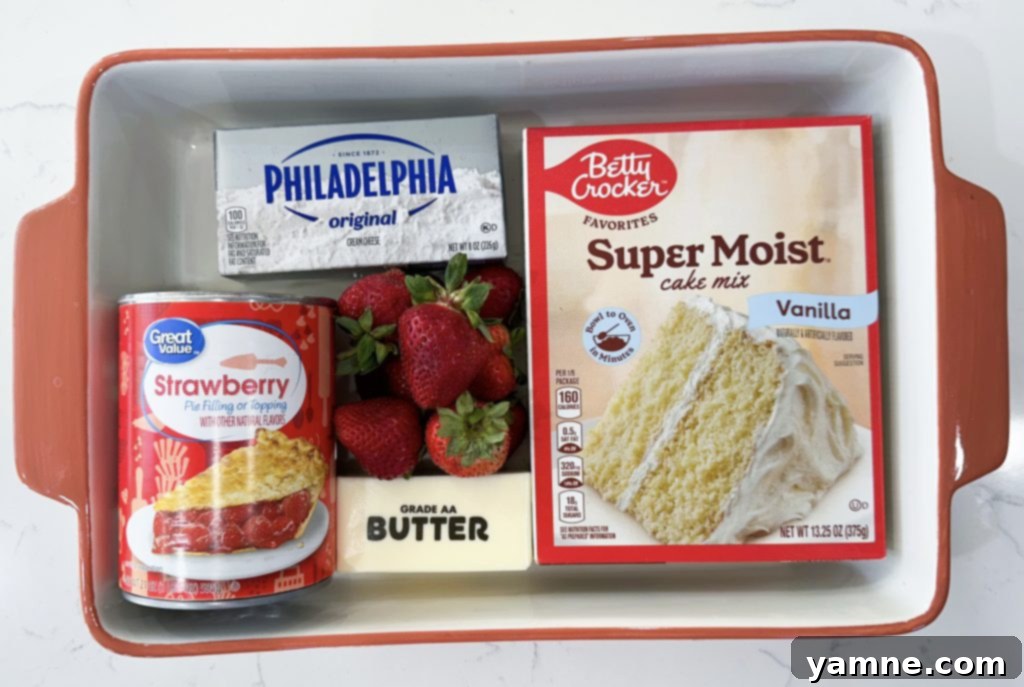 Strawberry Cheesecake Dump Cake Ingredients