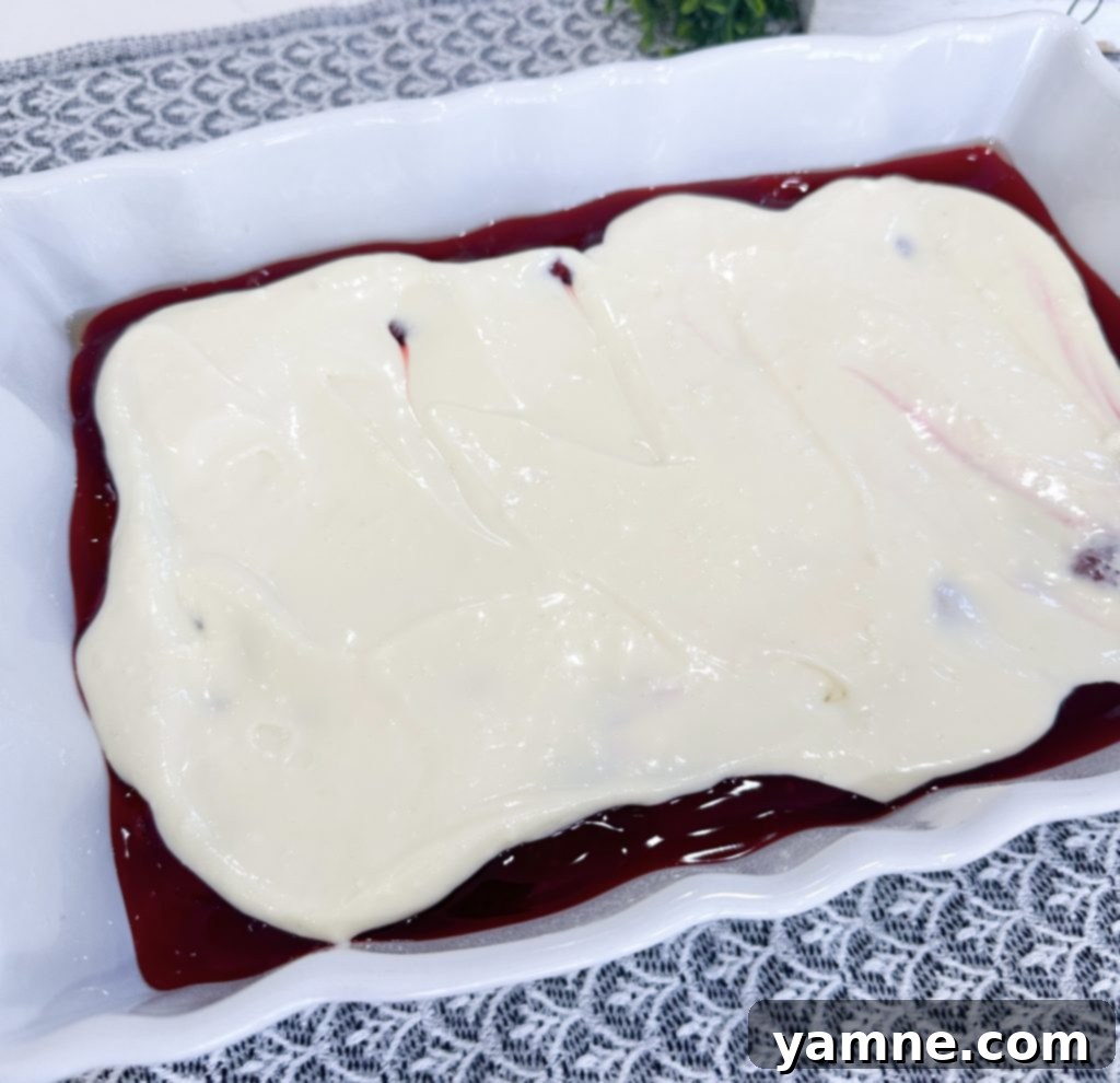 Strawberry Cheesecake Dump Cake Cream Cheese Mixture