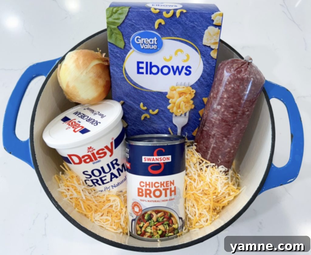 One-Pan Homemade Cheeseburger Pasta 2 Homemade one pot hamburger helper ingredients